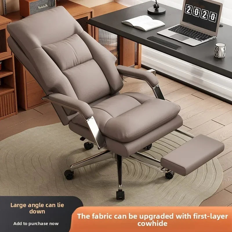 Leather Boss Chair Office Chair Recumbent Back Study Chair Ergonomic Home Computer Chair