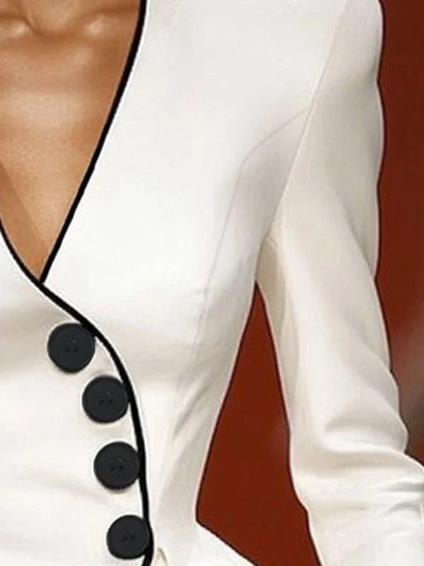 Krisstargirls Women’s Original Jacket Outerwear 2025 Spring Deep V-Neck Long Sleeves Buttoned Slim Elegant Ladies Clothing Tops