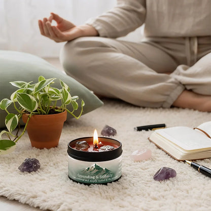 EVDUCK 3oz Scented Candle, Vetiver & Cedarwood Scent with Crystals, for Gifting Suitable for Christmas, Halloween Female Friends