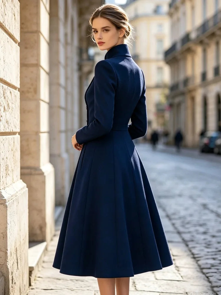 Yeezzi Women's Elegant Asymmetric Stand Collar Evening Coat Dress 2026 New Autumn Long Sleeves Party Office A-line Midi...