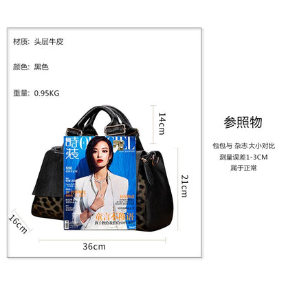 2025 New Style Leopard Pattern Handbag for Women, Soft Leather Women's Bag