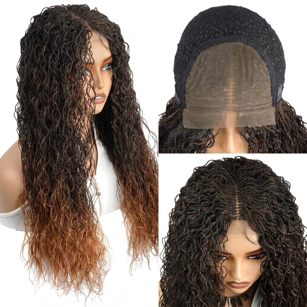 Micro Twist Braided Wig For Black Women Synthetic Two Strand Twist Hair Full Lace Front Wig Natural Protective Style
