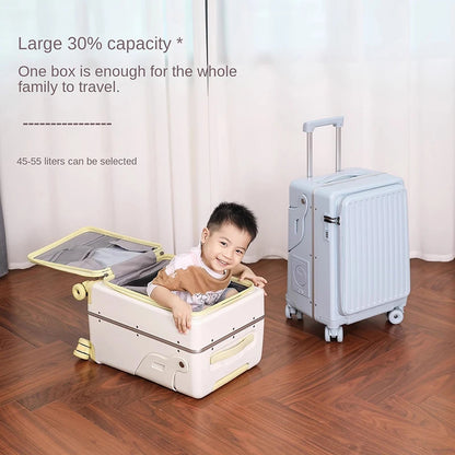 2025 New suitcase for children can Sit 20/22 inch Ride on Luggage Front Opening Sturdy Thickened Travel suitcase with Cup Holder - Kimlud