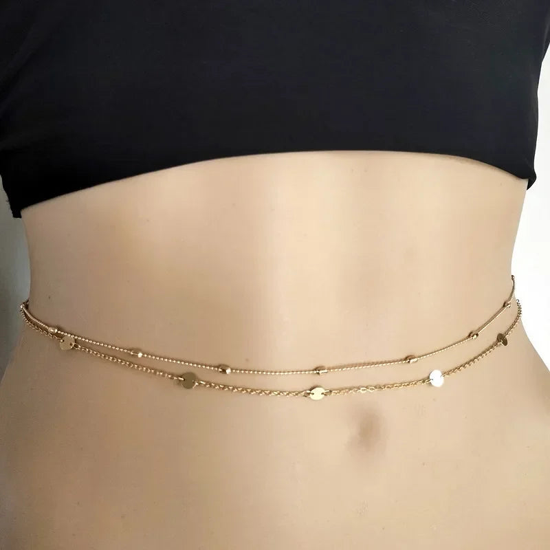 New Fashion Sexy Double Layer Pearl Chain for Women Waist Bead Belly Chain Belly Belt Summer Beach Body Jewelry Festival...