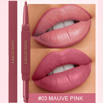 2 in 1 Matte Red Lipliner Waterproof Nude Matte Lip Liner Pencil Double Head Lipstick Pen Long Lasting Lips Outline Stick Makeup
