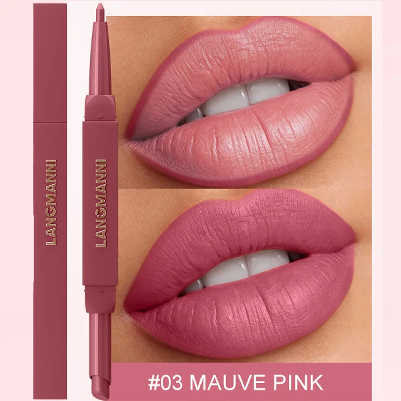 2 in 1 Matte Red Lipliner Waterproof Nude Matte Lip Liner Pencil Double Head Lipstick Pen Long Lasting Lips Outline Stick Makeup