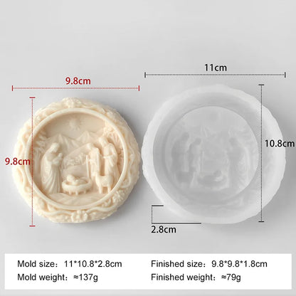 DIY Jesus Family Aroma Candle Silicone Mold Handmade Soap Plaster Epoxy Ornament Mold Chocolate Biscuit Baking Mould