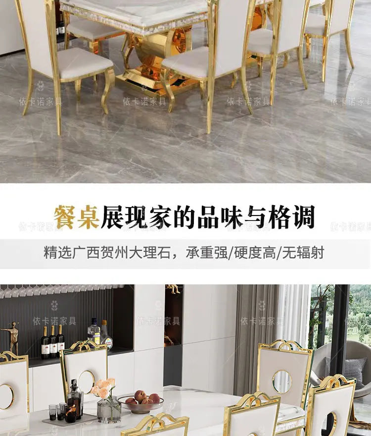 Kitchen Marble Dining Table Restaurant Side Chairs Living Room Study Dining Table Writing Office Muebles Commercial Furniture - Kimlud
