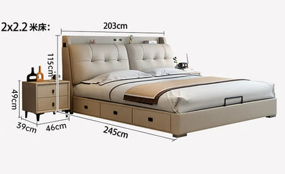 Double 1.8m Beds Storage Headboard Upholstery Minimalist Drawers Beds Frames Multifunctional Muebles Para El Hogar Furniture