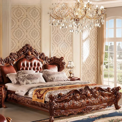 European Simple Bed Leather Princess Adult Aesthetics Design Square Bed Bedroom Queen Sleeping Muebles Lounge Suite...