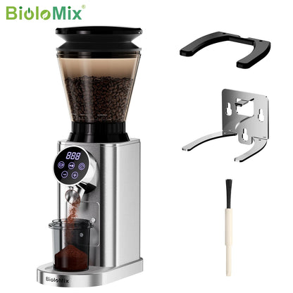 BioloMix Professional Conical Burr Grinder 48 Adjustable Settings with Removable Holder for Espresso Drip and French...