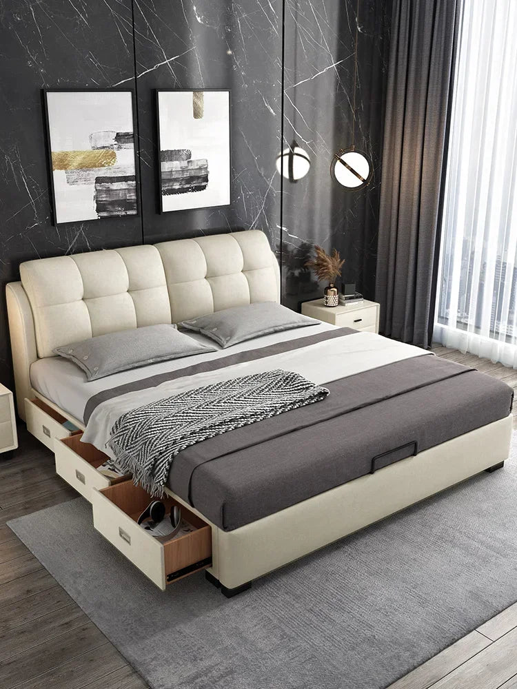 Premium High-quality New Arrival Technology Fabric Bed Small Unit, Master Bedroom, Large Bed, Light Luxury Nordic Fabric Bed