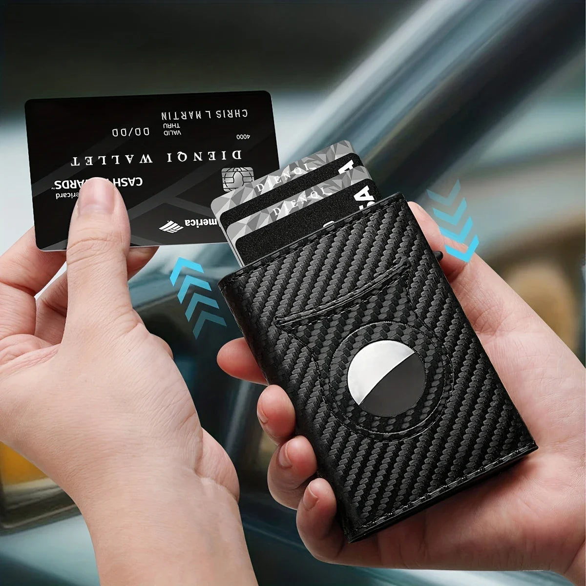 Rfid Credit Card Holder Men Wallets For Apple Airtag Carbon Fiber Cardholder Coin Purse Small Minimalist Wallets For Air Tag