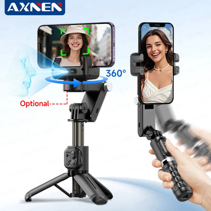 AXNEN AI Handheld Gimbal Stabilizer Q19 360 Rotation Desktop Auto Face Tracking Selfie Stick Q18 Anti-shake for iphone Android