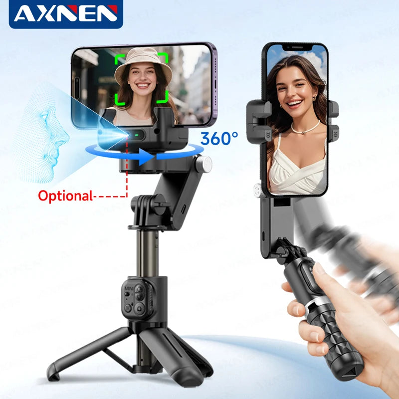 AXNEN AI Handheld Gimbal Stabilizer Q19 360 Rotation Desktop Auto Face Tracking Selfie Stick Q18 Anti-shake for iphone Android