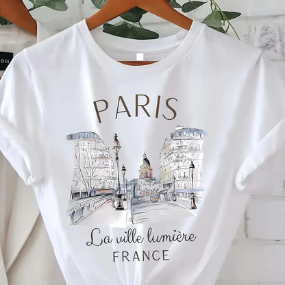 New Arrival Pure Cotton Paris Print Y2k Clothes Tee Shirt Femme T-Shirts for Women Haikyuu Graphic Tees Camisetas Mujer 71668