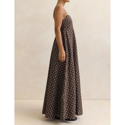 Women's Summer Slip Dress Dot Print Sleeveless Spaghetti Strap Smocked Backless Flowy Long A Line Dress with Pockets |...