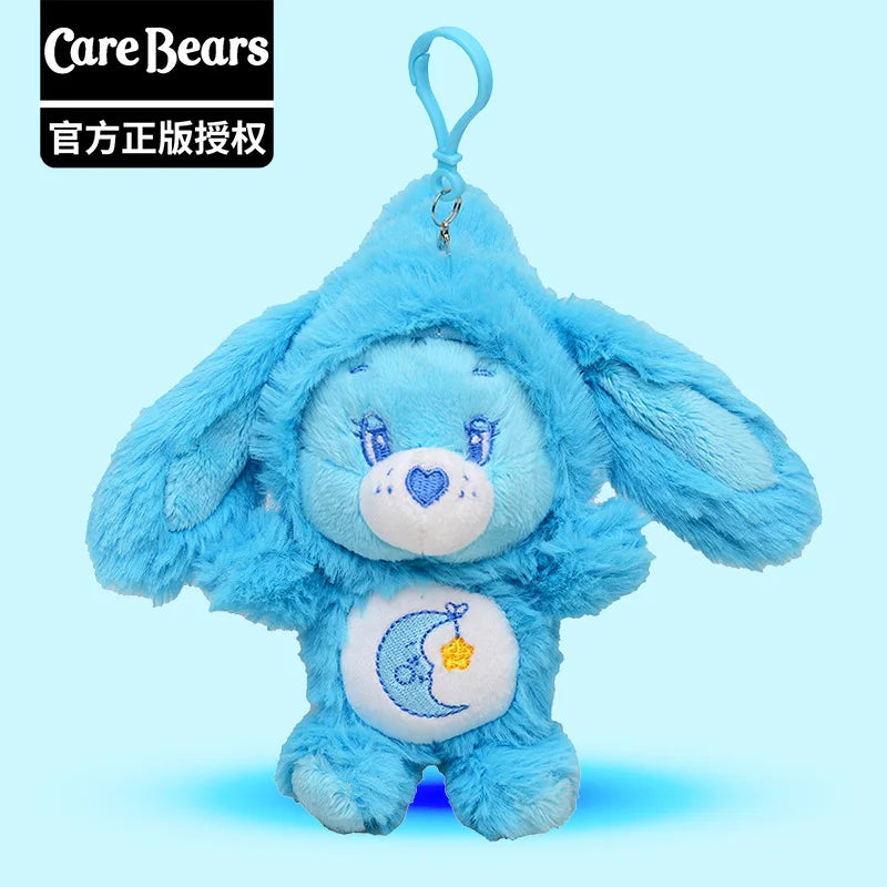 New Genuine Carebears Plush Rabbit Hat Keychain Rainbow Bear Doll Pendant School Bag Ornament Gift