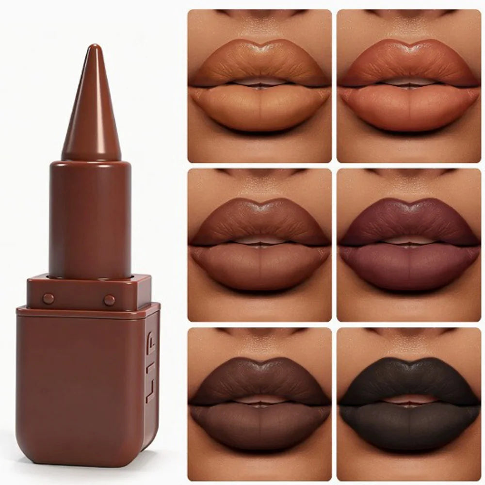 1PC Professional Lipstick Waterproof Lips Makeup Long Lasting Pigment Chocolate Brown Red Lipsticks Velvet Matte Tint...