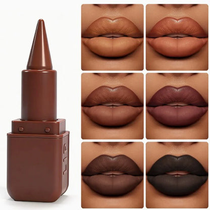 1PC Professional Lipstick Waterproof Lips Makeup Long Lasting Pigment Chocolate Brown Red Lipsticks Velvet Matte Tint...