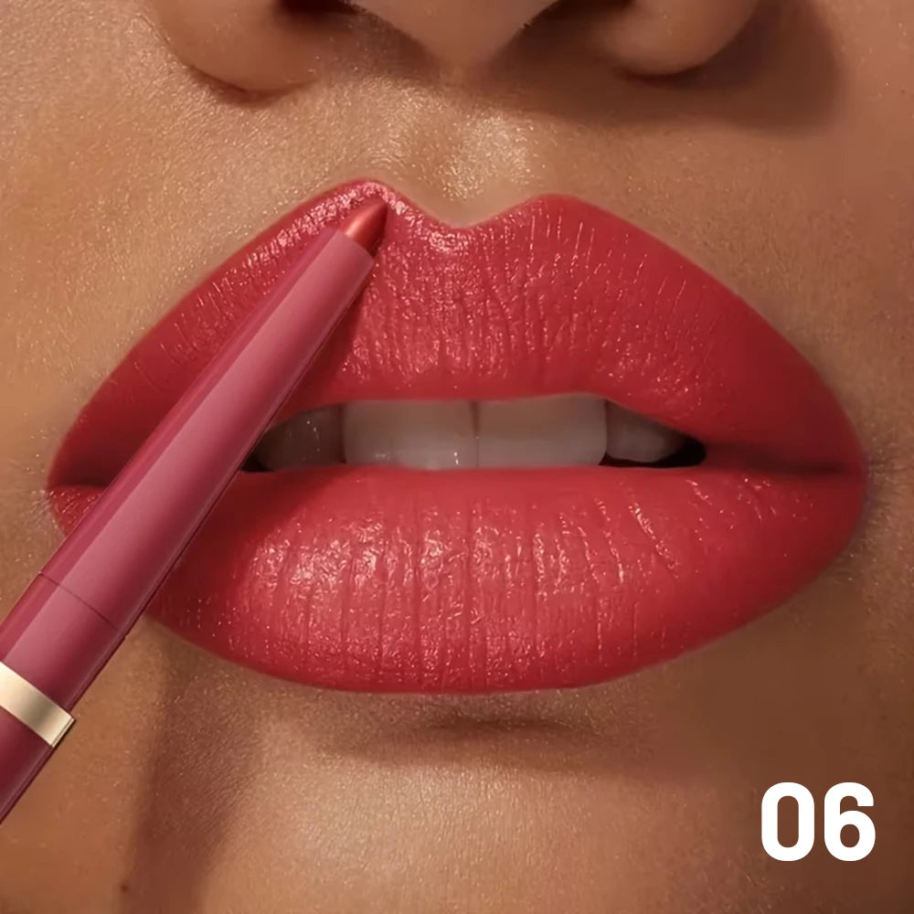 High Pigment Matte Nude Lip Liner Pencil, Waterproof Long Wear Smooth Retractable Lip Contour Makeup - Kimlud