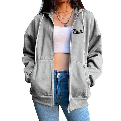 New Style Women's Zipper Cardigan Coat Printed Casual Sports Hooded Sweatshirt Jogging Clothing Women's High-Quality Clothing