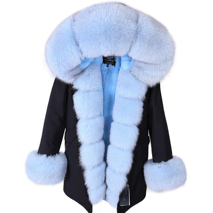 2023 Super Hot  Winter Jacket Hooded Long Overcoat Parkas Female Clothes Removable Real Fox Fur Collar Coats Woman