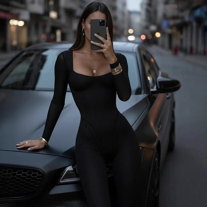 Chic Backless Sports Jumpsuits Women Long Sleeve Hollow Out Fitness Yoga Bodysuit Female High Waist Tunics One Piece Gym Overall - Kimlud