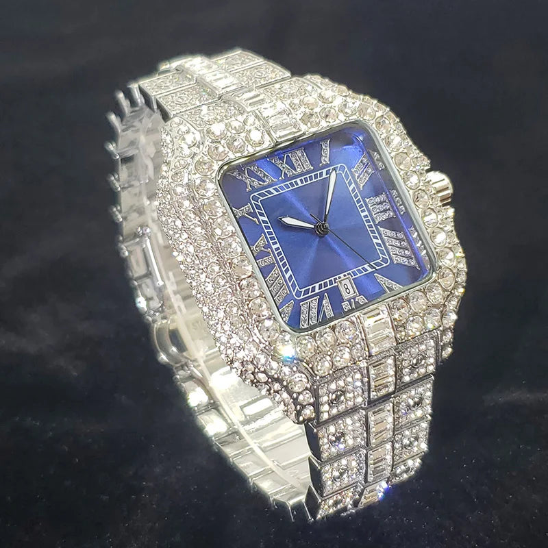 Luxury Brand Diamond Watches for Men Fashion Cool Shiny Silver Jewelry Clock Hip Hop Iced Out Original Reloj Hombre Dropshipping