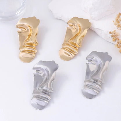 Digadagu Simple Portrait Face Stud Earrings Metal Exaggerated Earrings New Women's Daily Jewelry AccessoriesZAA