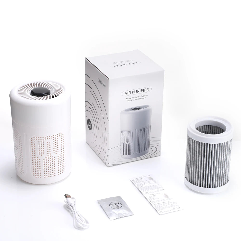 Mini Desktop Air Purifier HEPA Filter With Negative Ion Technology Eliminates Formaldehyde Odors Smoke And Dust Particles