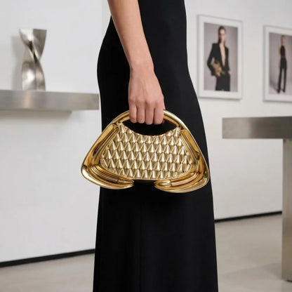 Trendy Luxury Women's Handbags Acrylic Hard Shell Evening Clutch Geometric Shape Mesh Trapezoidal Shoulder Bag Wedding...