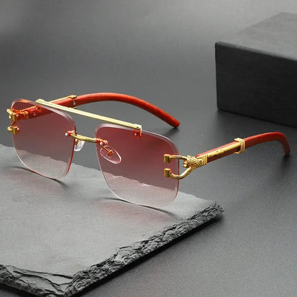 Fashion Rimless Luxury Brand Casual Sunglasses New Men Square Premium Eyewear Women Outdoor Driving Sun Glasses UV400 |...