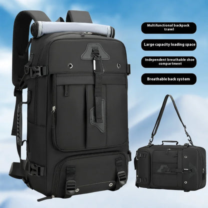 Large capacity men's backpack with high-end feel, travel backpack, sports outdoor luggage bag, mountain climbing bag, waterproof