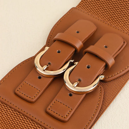 High sense retro pin buckle waist seal elastic elastic wide belt ladies fashion accessories