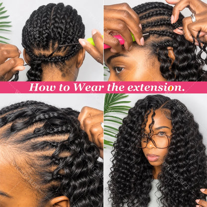 Deep Wave Crochet Human Hair Bundles Boho Braid Hair 100% Remy Pre-Separated Feather Invisible Crochet Hair Extensions For Women