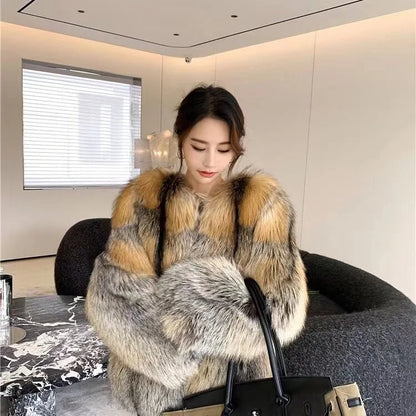 High-end Rare Gold-edged Fox Fur Fur Coat Women's Coat Internet Celebrity New Year Winter Fur Coat