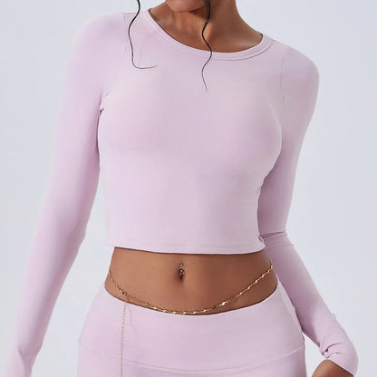 Cloud Hide SEXY Back Grey Yoga Shirts for Women Long Sleeve Pilates Blouse Sports Gym Fitness Top Running T-Shirt Workout Shirt - Kimlud