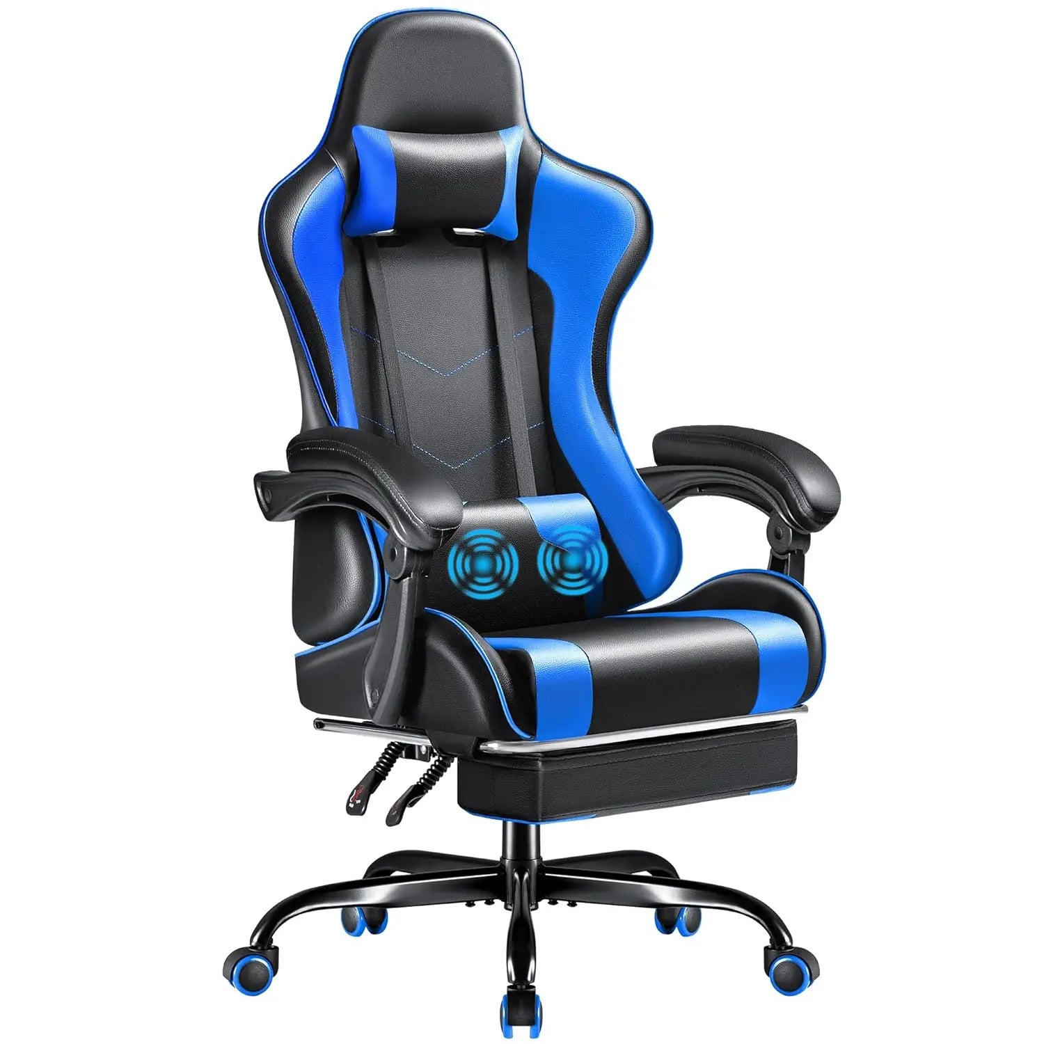 Gaming Chair with RGB LED Lights, Video Game Chair with Footrest and Massage Lumbar Support, High Back Reclining, Customized