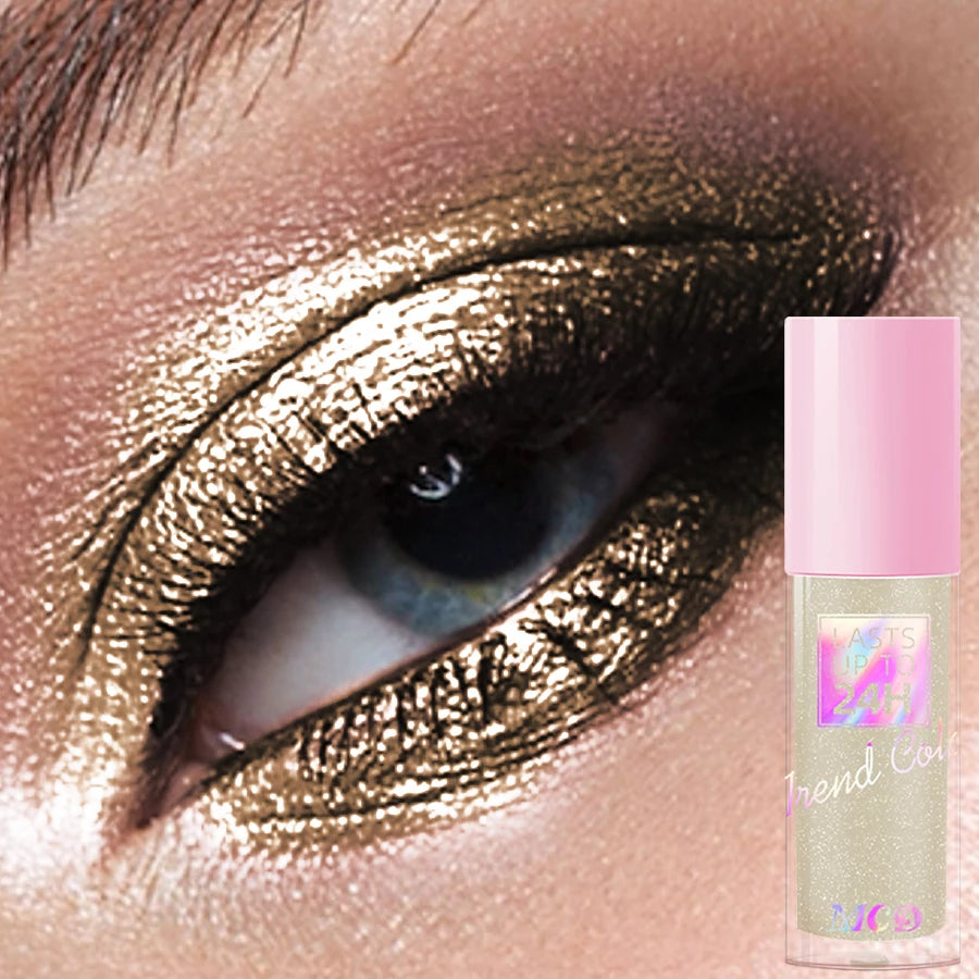 1pc Glitter Metallic Waterproof Liquid Eyeshadow Long-Lasting & Smudge-Proof Blue Pink Purple Korean Makeup Eye Shadow...