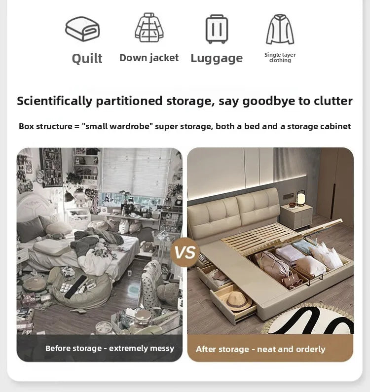 Soft package master bedroom, high-end and atmospheric storage with storage drawers, modern, simple and convenient double bed
