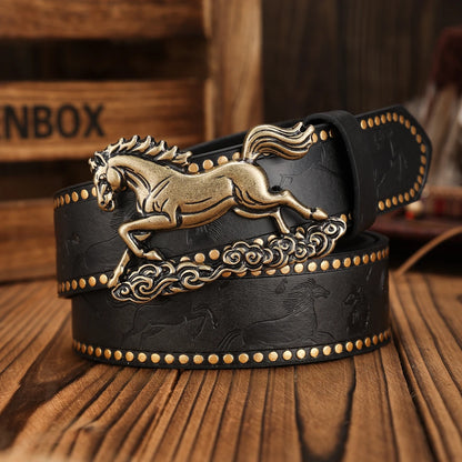 A PU Belt Suitable for Both Men and Women, Combining the Style of Western Denim and Retro, Is Perfect for Daily Casual...
