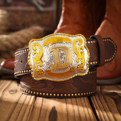 A men's and women's casual retro belt Western style! PU leather belt with metal buckle, suitable for daily work wear