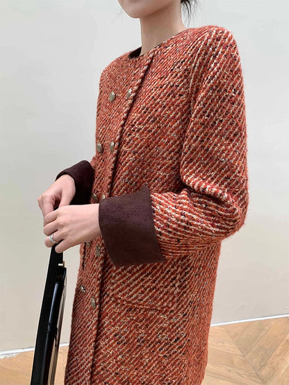 Skirt Women's Autumn and Winter French Retro Style Socialite Wool Tweed Dress dresses | Kimlud Office Premium Dress