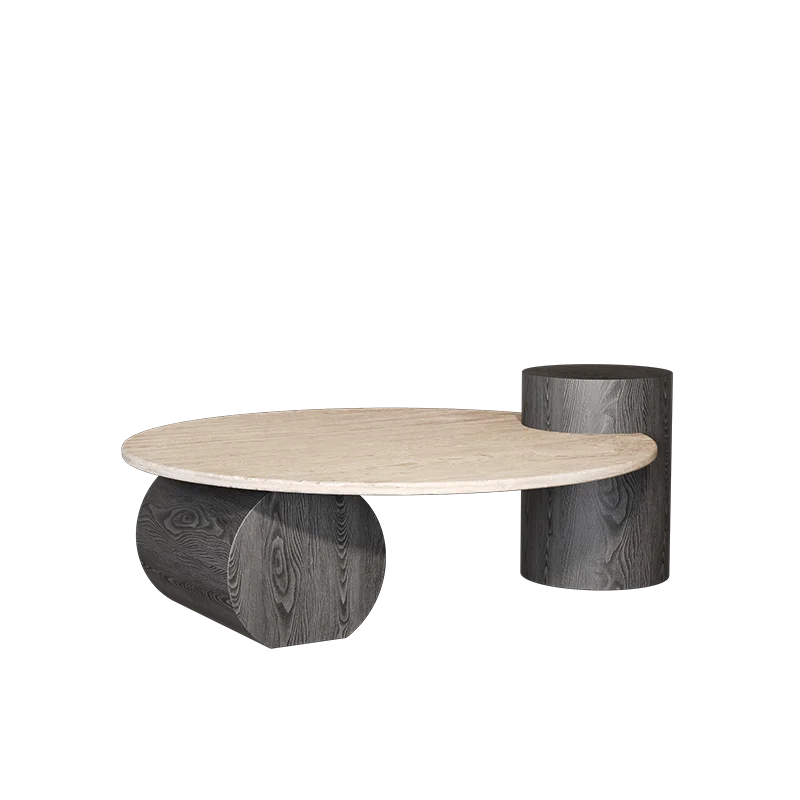 Stone Italian Side Table Nordic Natural Travertine Unique Wood Coffee Table Round Stone Designer Stolik Kawowy Home...
