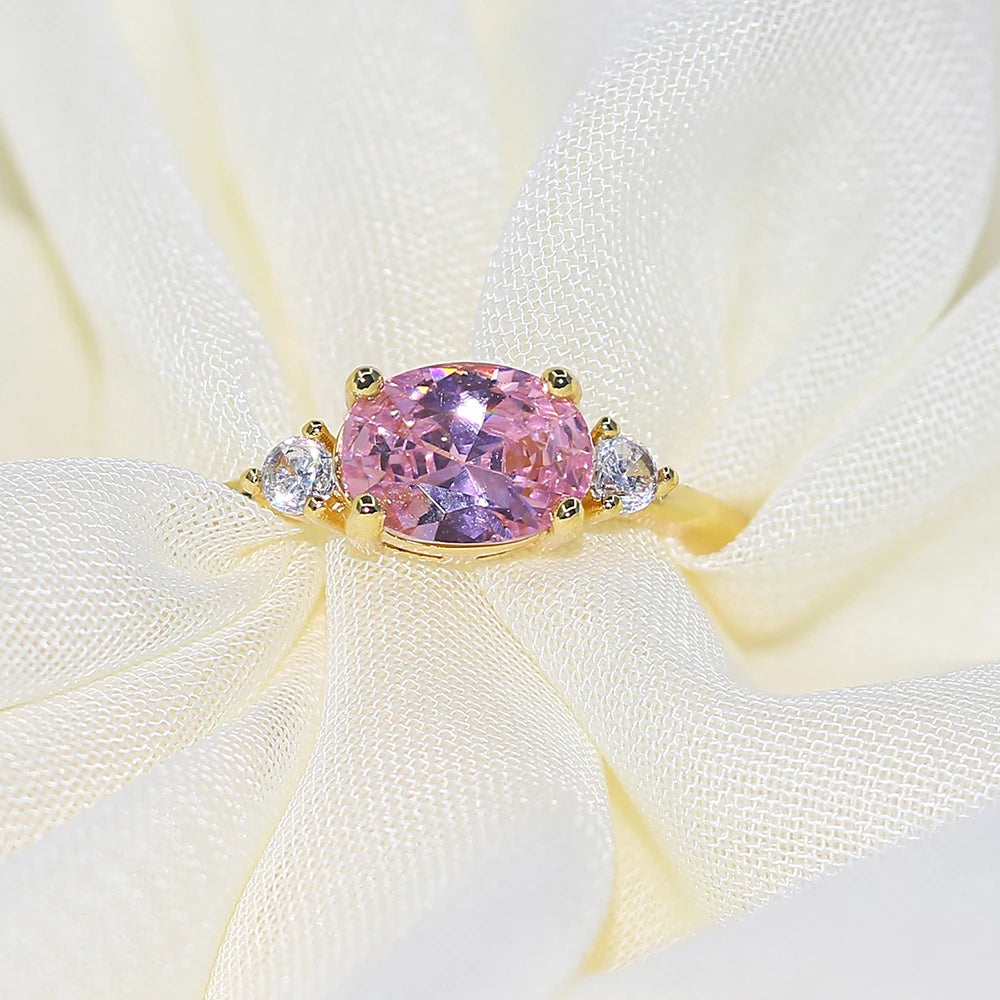 Wedding Engagement Dating Rings For Women Female Opal Gold Color Dainty Ring With Stone Fashion Y2k Jewelry Gift Wholesale R865