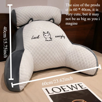 1pc Adjustable Reading Pillow - Ergonomic Back Support Cushion for Bed/Sofa/Floor, Gray Quilted Breathable Design |...