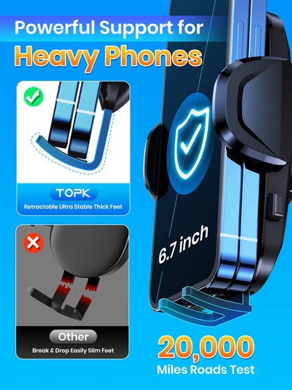 TOPK D36-G Universal Car Phone Holder with Hook Clip Air Vent Car Mount 360° Rotation Universal Mobile Phone Mount for...