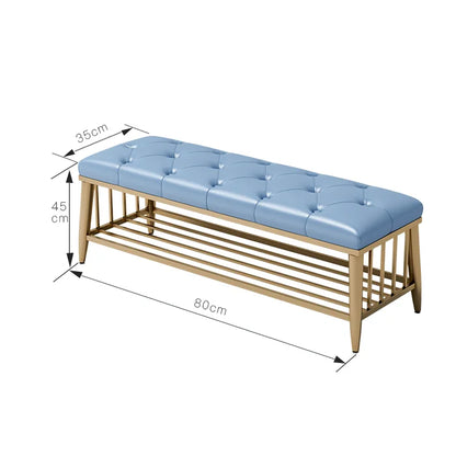 Modern Entryway Metal Shoe Cabinet Luxury Living Room Sofa Stool with Cushion Scandinavian Changing Stool Home Hall Furniture - Kimlud