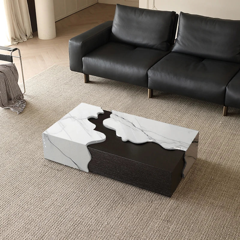Italian Designer Marble Coffee Table - Minimalist Luxury Rectangle Art Furniture for Compact Living - Kimlud